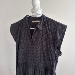 Christy Dawn black eyelet embroidered dress black nior size M EUC